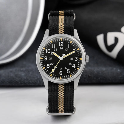 Militado ML07 Quartz Watch VH31 Sweep Movement Domed Sapphire Crystal Luminous 10Bar Waterproof 36mm Vintage Mens Watches