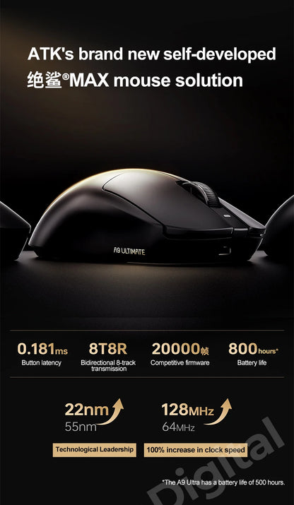 ATK Dragonfly A9 Ultimate kabellose Gaming-Maus A9 Air PAW3950 ultraleichte ergonomische E-Sports-Gamer-FPS-Maus CSGO A9 Ultra