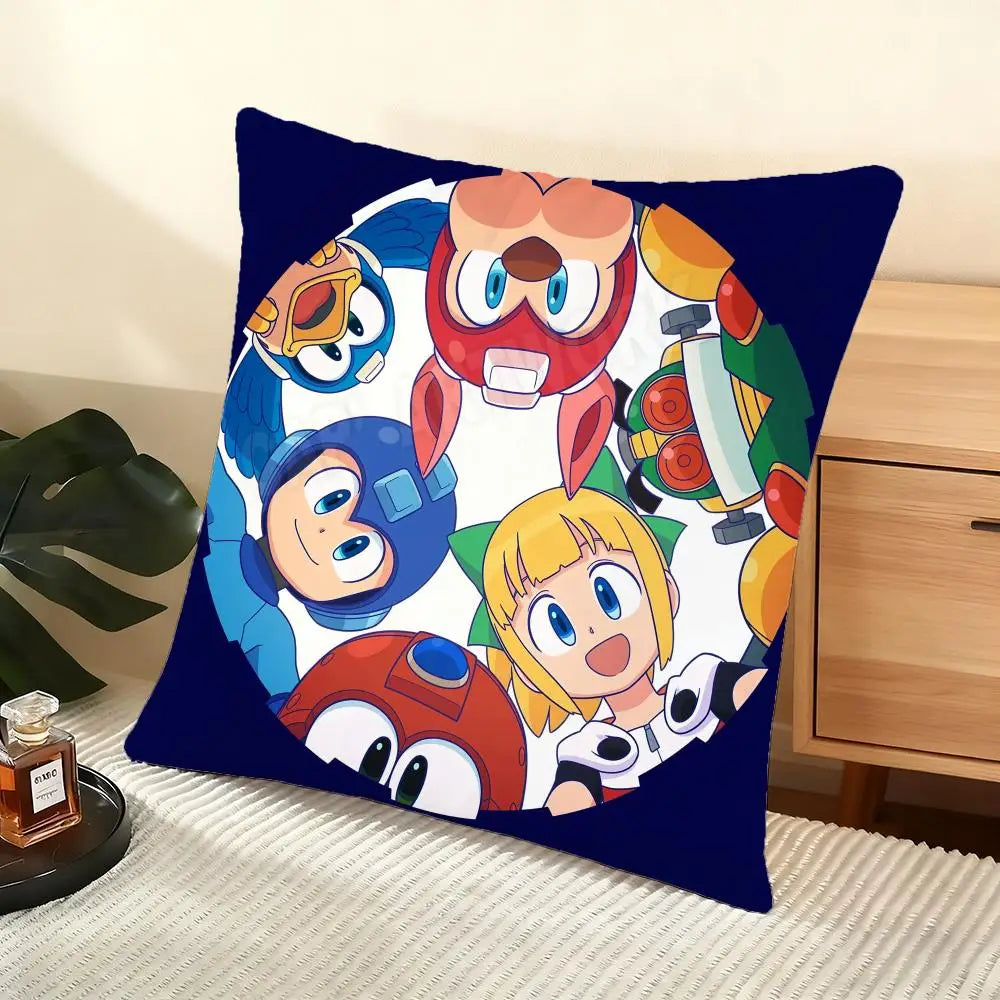 Game R-Rockman Megamans Cushion Cover Soft Short Plush Pillow Cover Smooth Cozy Texture Aesthetic Cushion Case Home Decor
