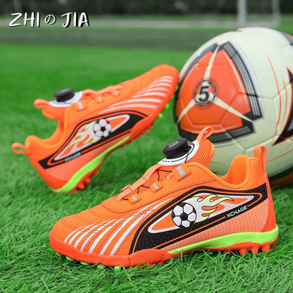 Children's Rotating Buckle Sneakers Students Competition Training Football Shoes Fashionable Lightweight Anti-slip Footwear