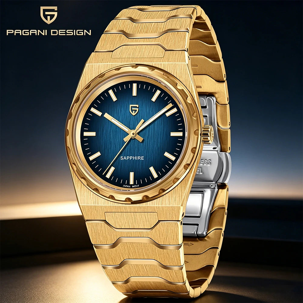 PAGANI DESIGN Men's Quartz Watches Ultra-Thin 7mm Series 37mm Sapphire Stainless Steel Waterproof Watches for Men TMI VJ21