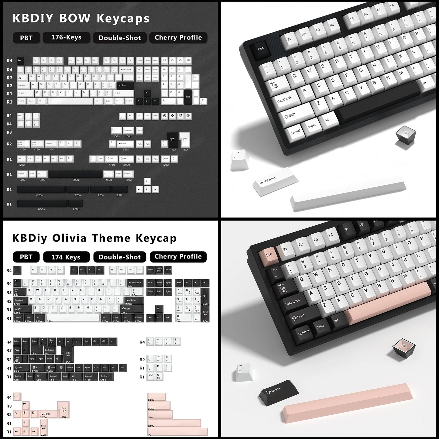 KBDiy GMK Illusion Tastenkappen Cherry-Profil Double-Shot PBT ISO-Tastenkappen für Gamer Mechanisches Tastatur-Kit Gaming Point Retro-Tastenkappe