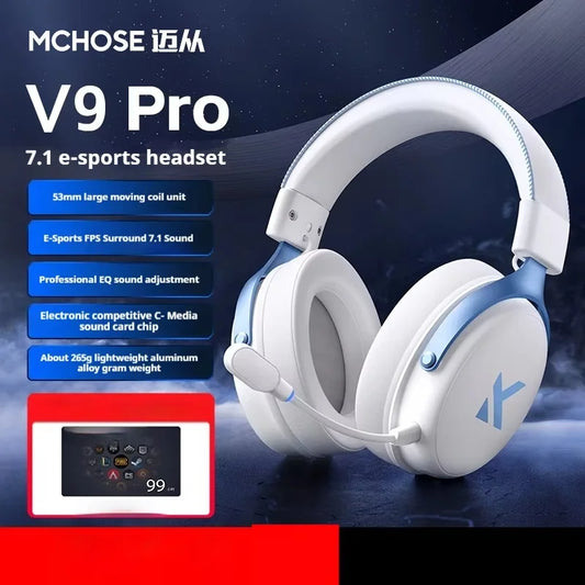 MCHOSE V9 Pro Wireless Gaming Headset Bluetooth Noise Cancelling Headphones with Microphone, Low Latency Audio, 53mm Dynamic Drivers & Deep Stereo Sound