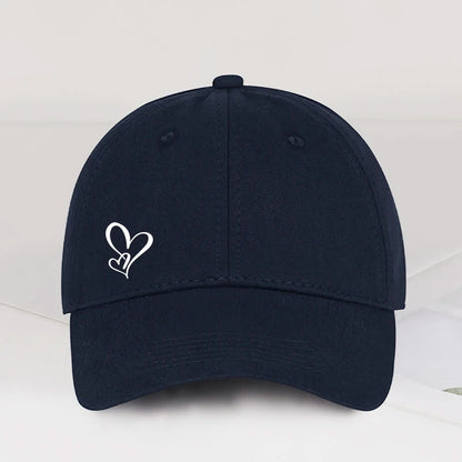 Minimalist Double Heart Print Baseball Cap Women Men Soft  Adjustable Dad Hat Casual Love Theme Sun Hat